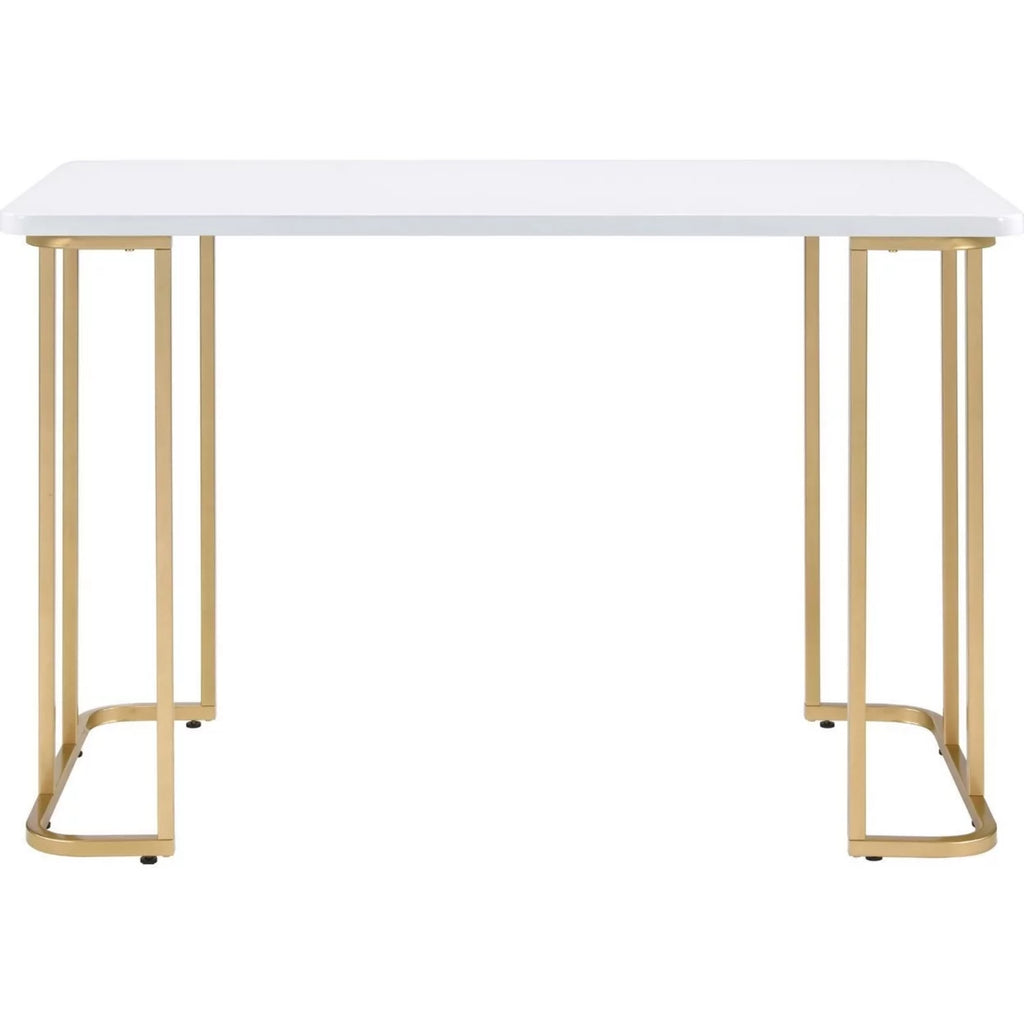 White Writing Desk with Metal Sled Base A1503