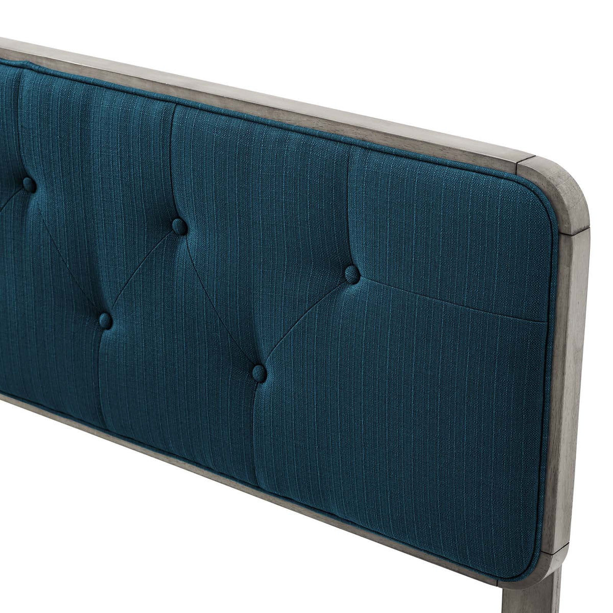 Grey Tufted Fabric Wood Headboard Y24728