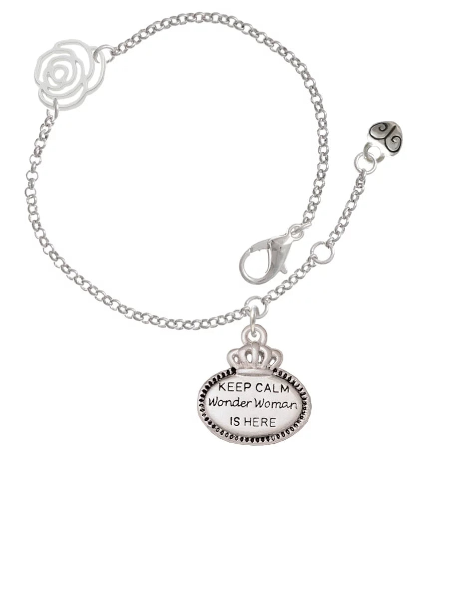 Silvertone Rose Link Chain Bracelet L603763
