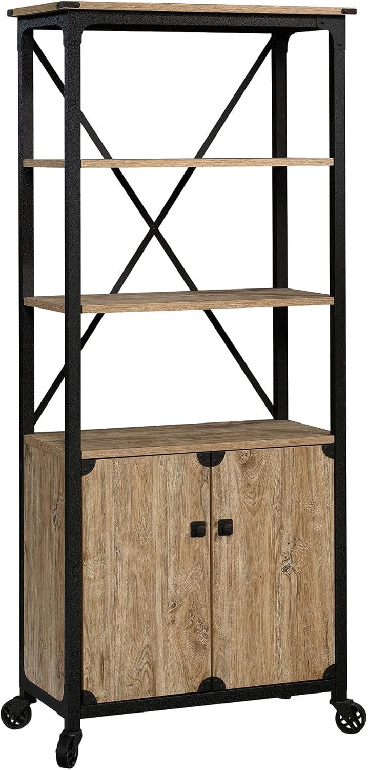 Bookcase with Doors, Carbon Oak Finish U166