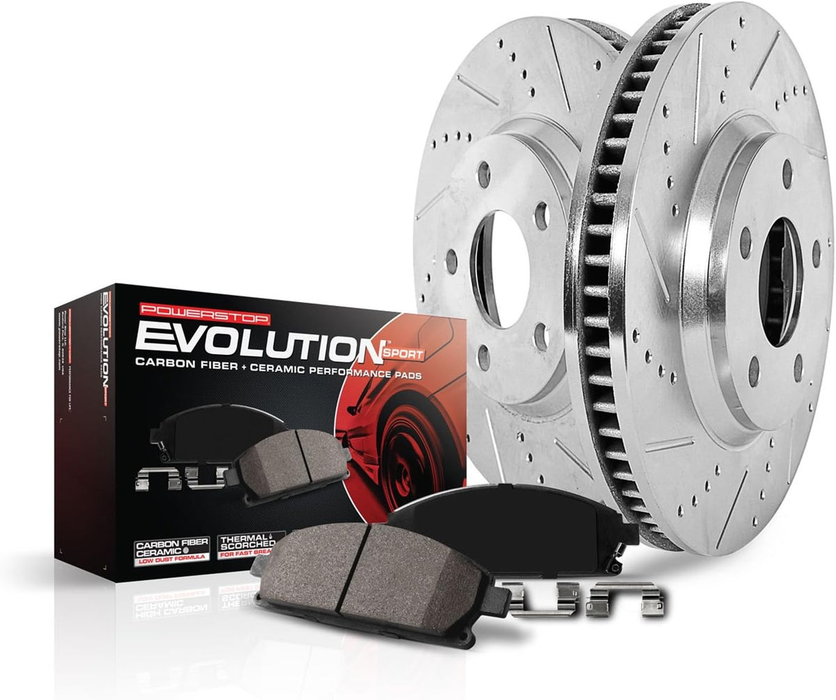 Carbon-Fiber Ceramic Brake Pad and Drilled and Slotted Rotor Kit L6122