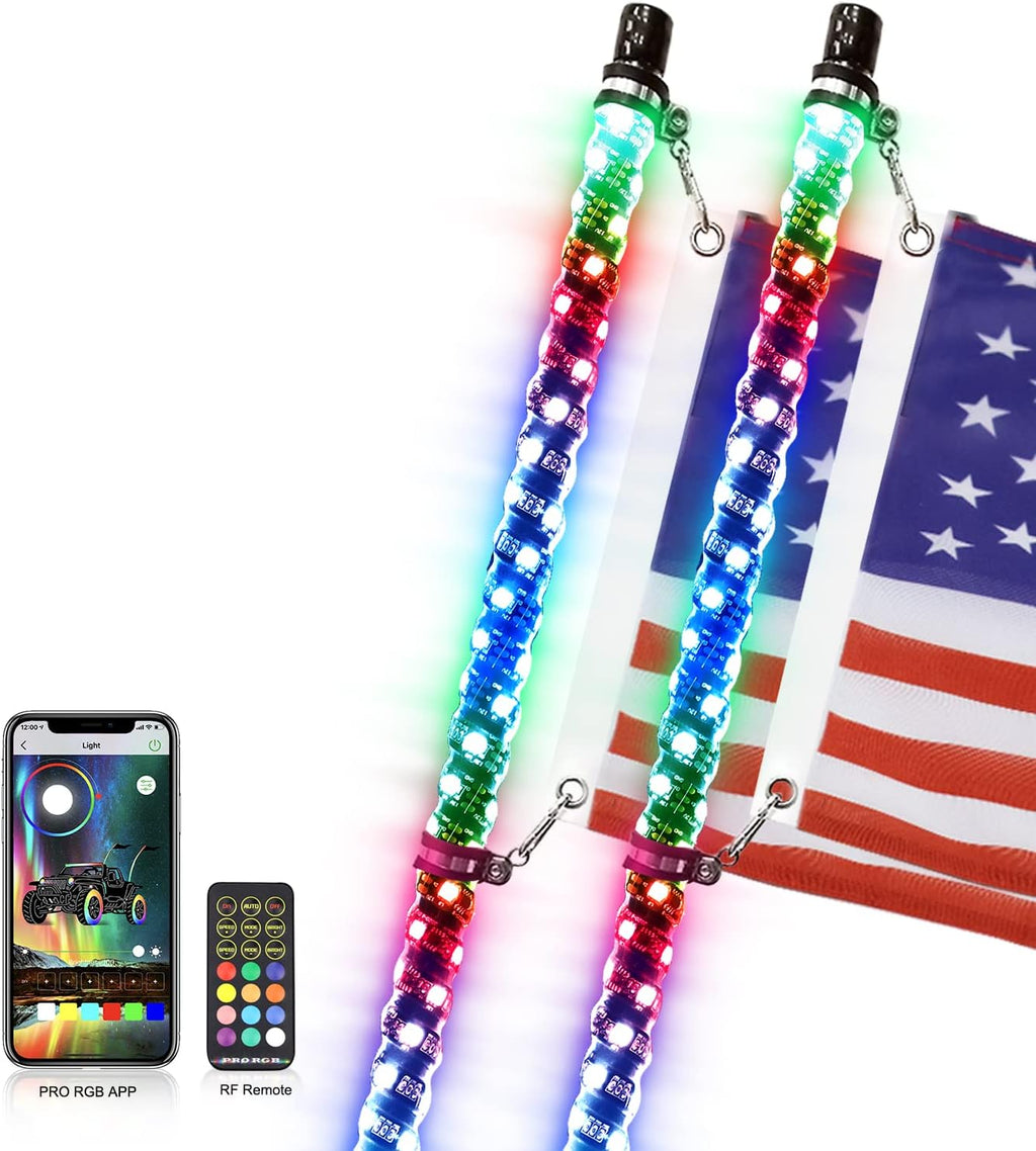 2PCS 4FT LED Whips Light with Remote and App Control G65543