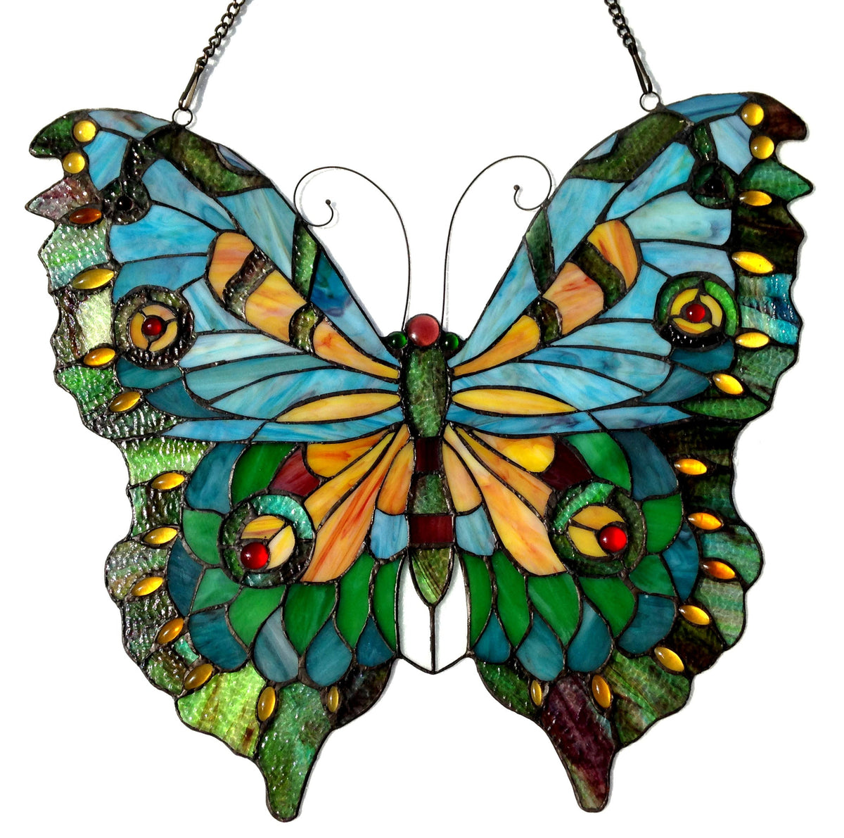 Tiffany-Glass Butterfly Window Panel 21x20 G570