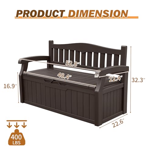 80 Gallon Storage Bench Deck Box Lockable Black F829135