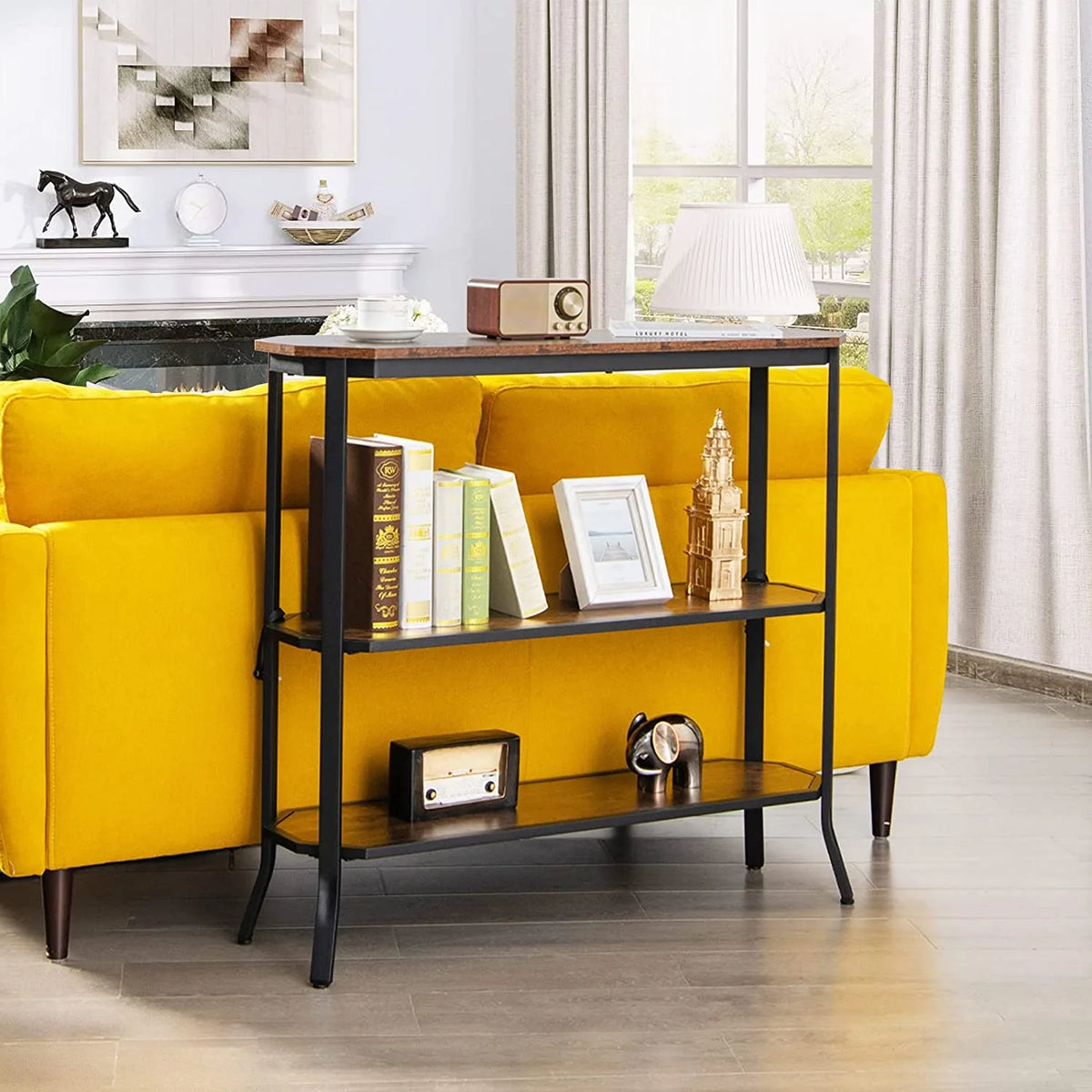 Industrial 3-Tier Narrow Console Table with Open Shelves I7657