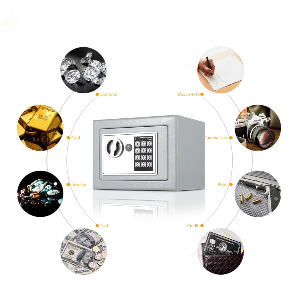Digital Safe Box with Keypad and Key Lock Y716826