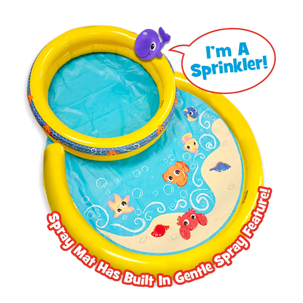 Round Splash Pool with Whale Sprinkler and Spray Mat Z729