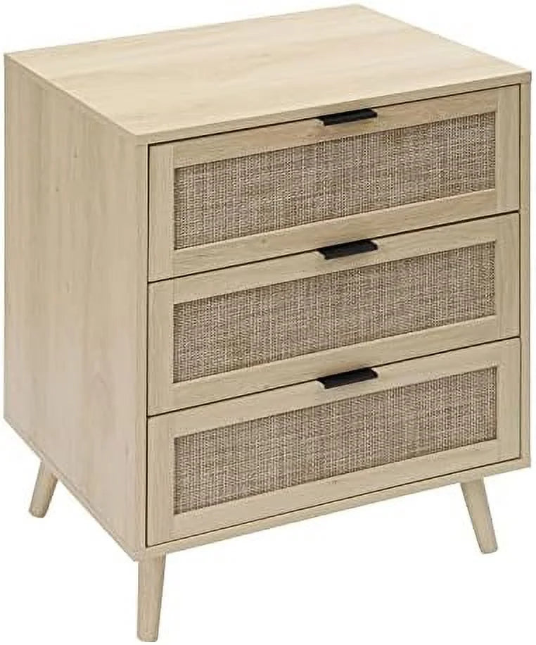 3 Drawer Rattan Dresser with Solid Wood Legs N705493