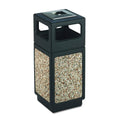 Black 15gal Square Trash Receptacle S229