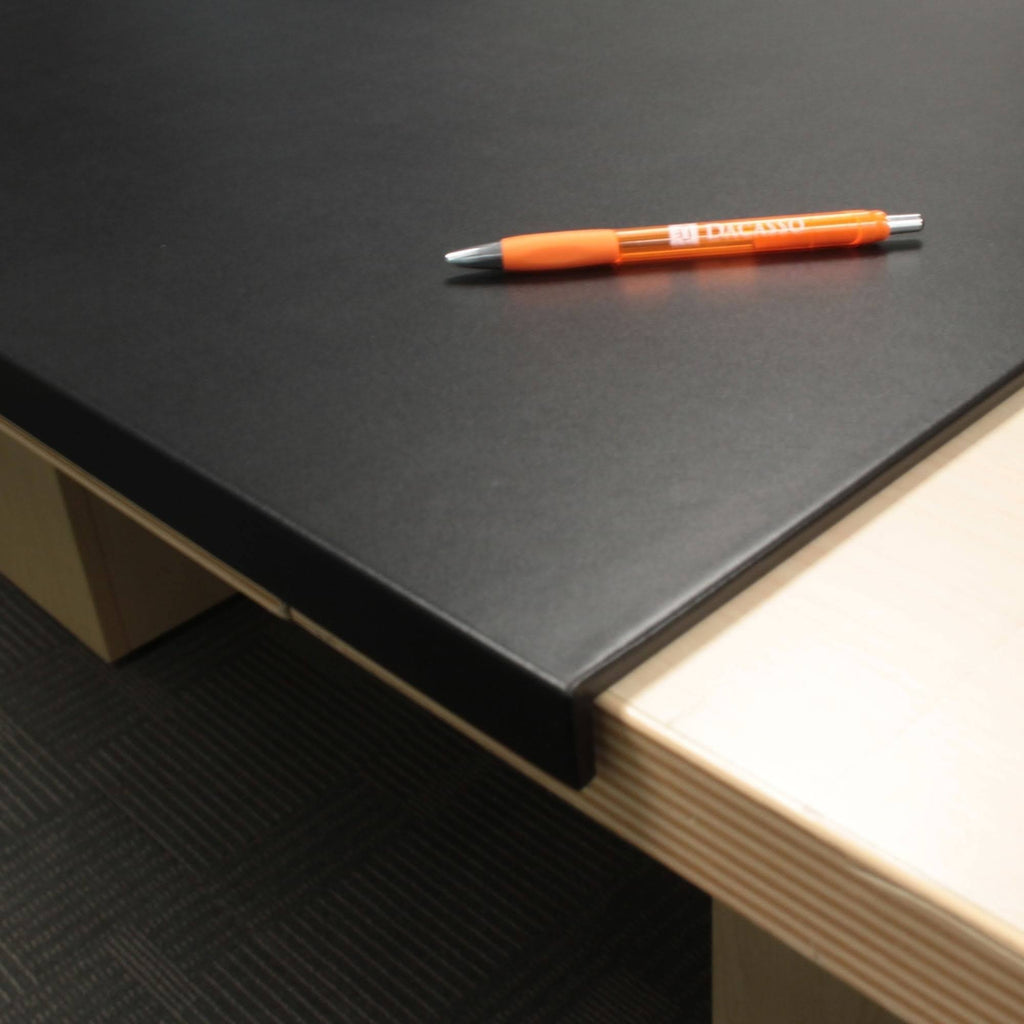 Black Leather Desk Mat with Fixation Lip W977903