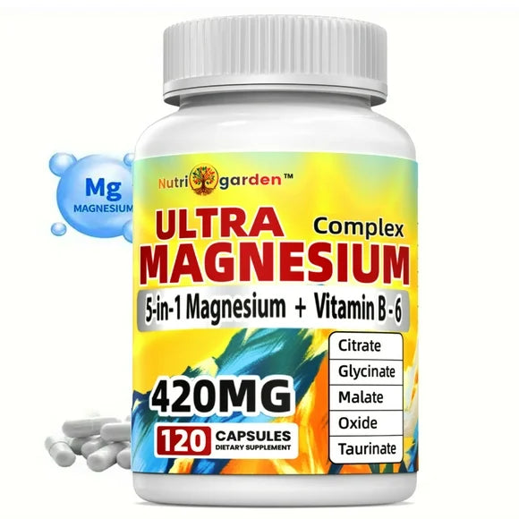 Magnesium Vitamin B6 Complex Supplement 420mg 120 Vegan Capsules G150211