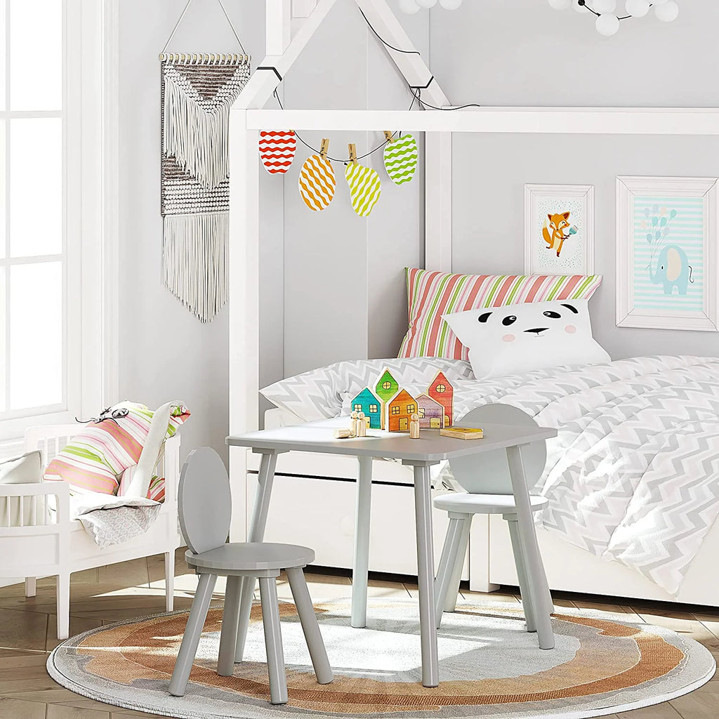 2-in-1 Kids Table with 2 Chairs Set, Gray N892
