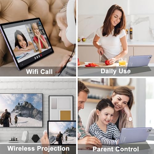 Android 14 Tablet with Keyboard 20GB+128GB 10.1 Inch Octa-Core 2-in-1 HD IPS Display Black W804