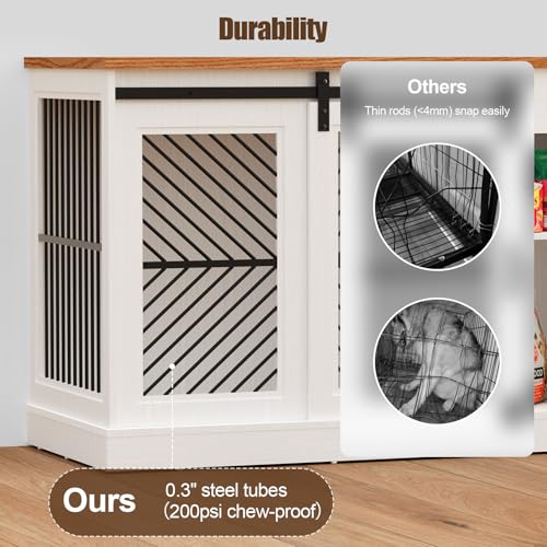 Wooden Double Dog Crate Furniture with Storage Shelves U58594