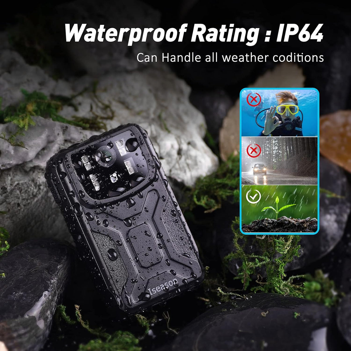 32G Memory Body Worn Camera with Night Vision, Pack of 2 V83885