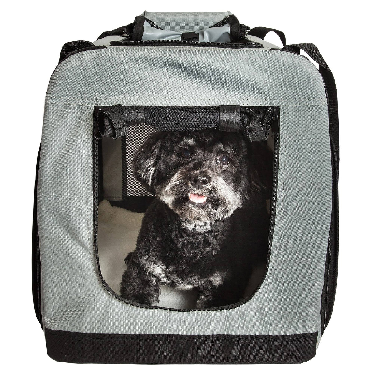 Grey Metal Framed Soft-Folding Dog Crate L8038
