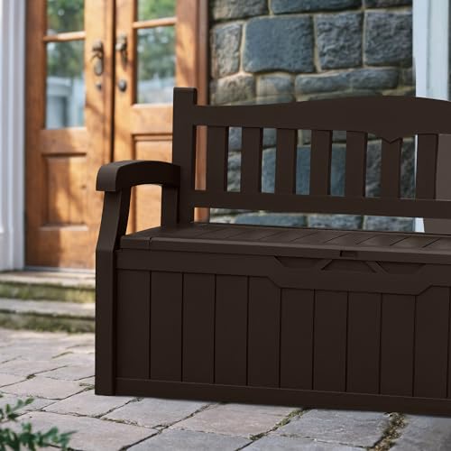 80 Gallon Storage Bench Deck Box Lockable Black F829135