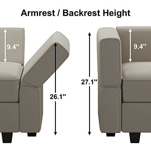 Modular Velvet Sectional Sofa with Chaise Lounge Storage Chaise Bed Couch Grey Q331