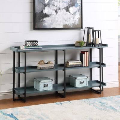 32x22 H x 60x22 W Steel Etagere Bookcase Antique Blue/Black E145