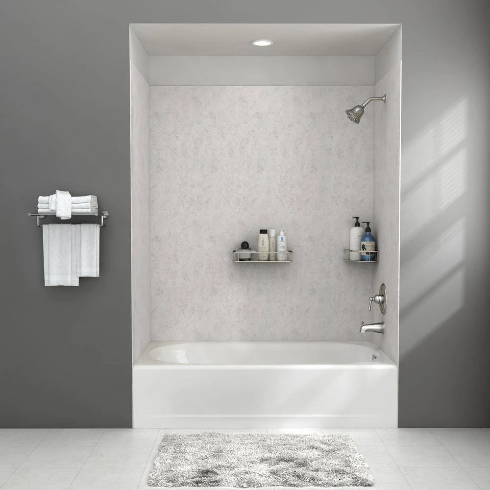4-Piece Alcove Bath Wall in Platinum Marble B6126