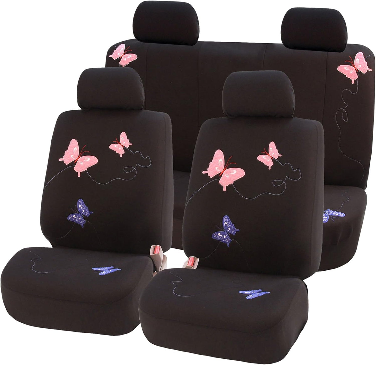 Black Butterfly Embroidery Automotive Seat Covers M9314