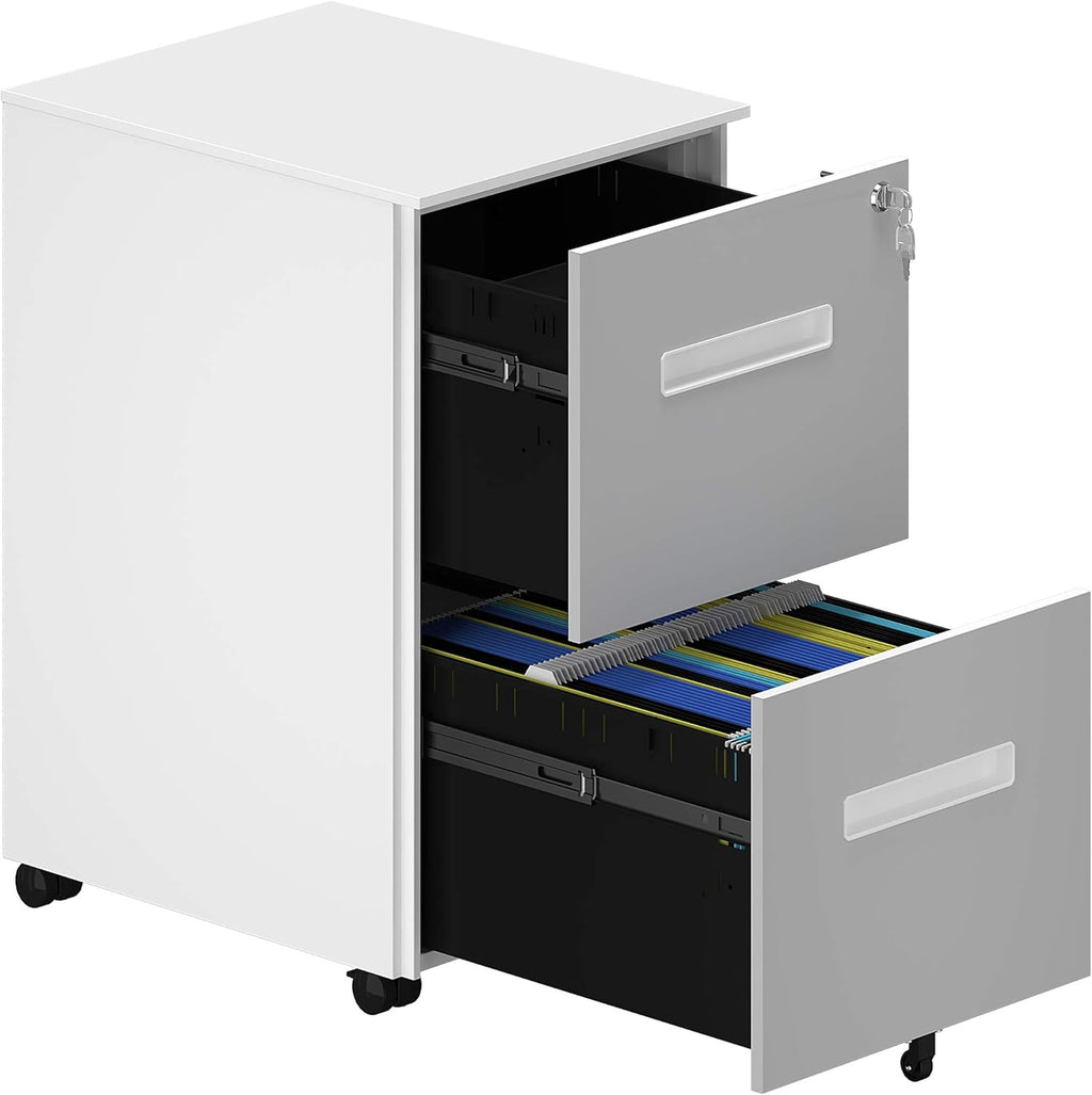 Gray and White 2-Drawer Metal File Cabinet S334201