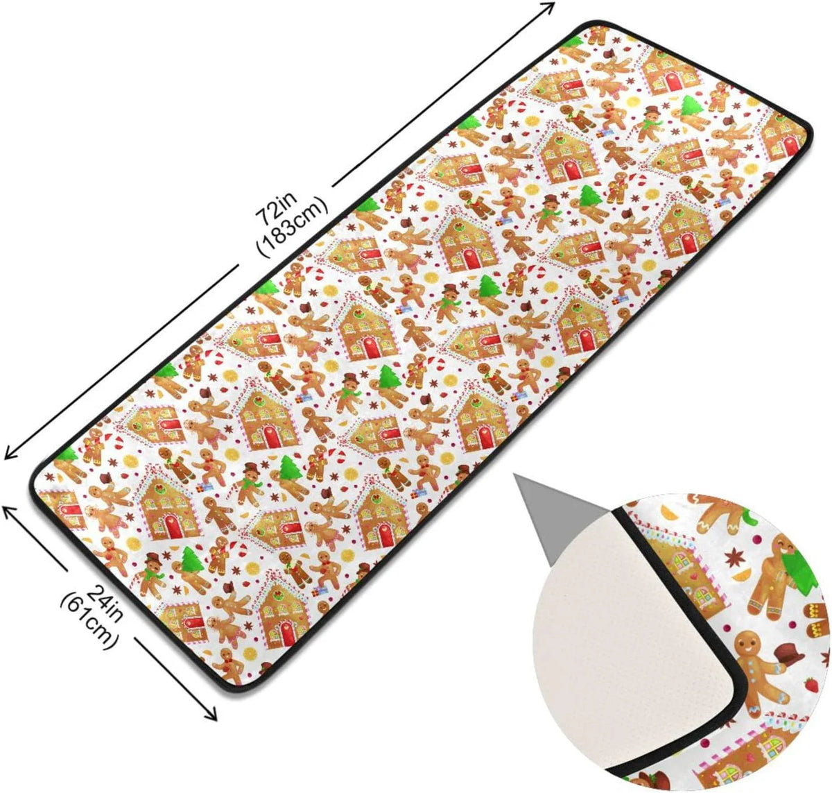 2X6 Feet Christmas Cookies Runner Rug with Rubber Backing D3078