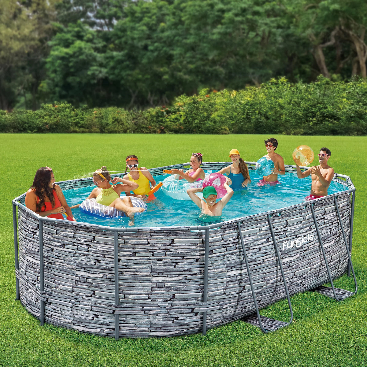 16 ft Oval Above Ground Frame Swimming Pool T6901
