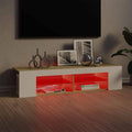 White Sonoma Oak TV Cabinet with LED Lights A443