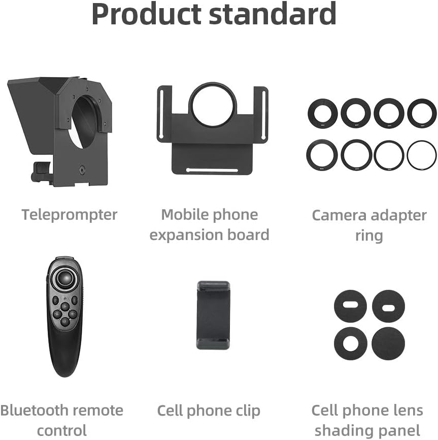 Portable Teleprompter Kit with Remote Control for Phone and DSLR Recording Pack of 2 Q7335