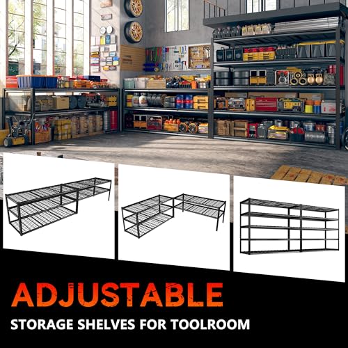 60" W x 24" D x 72" H Heavy Duty Adjustable Metal Shelving J351304