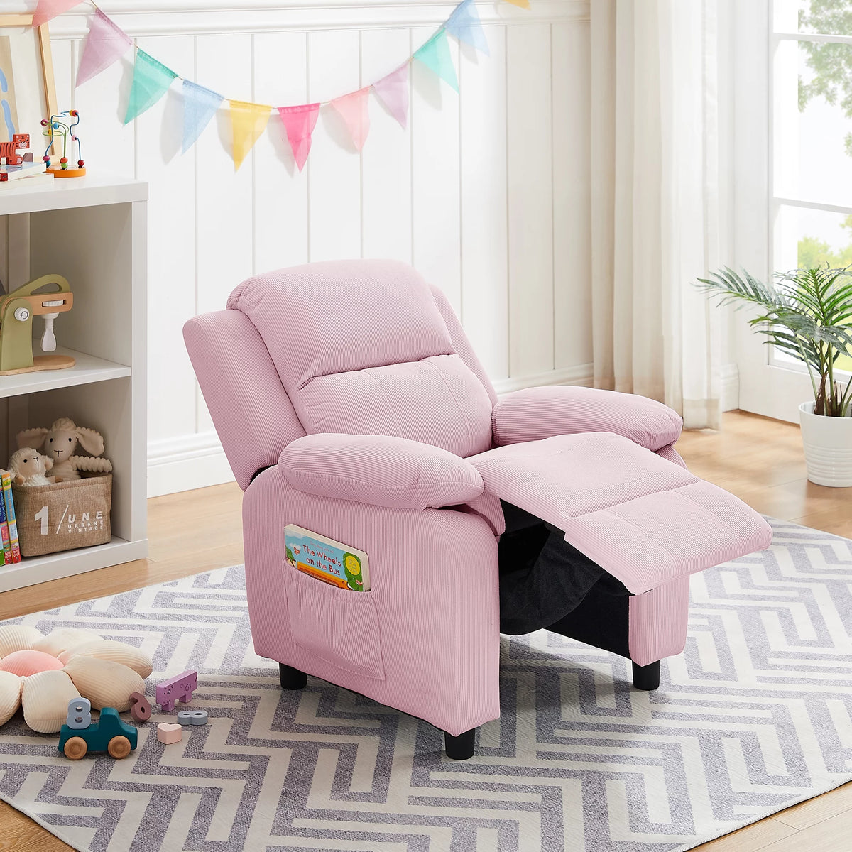 Pink Adjustable Kids Recliner Chair with Footrest A2772