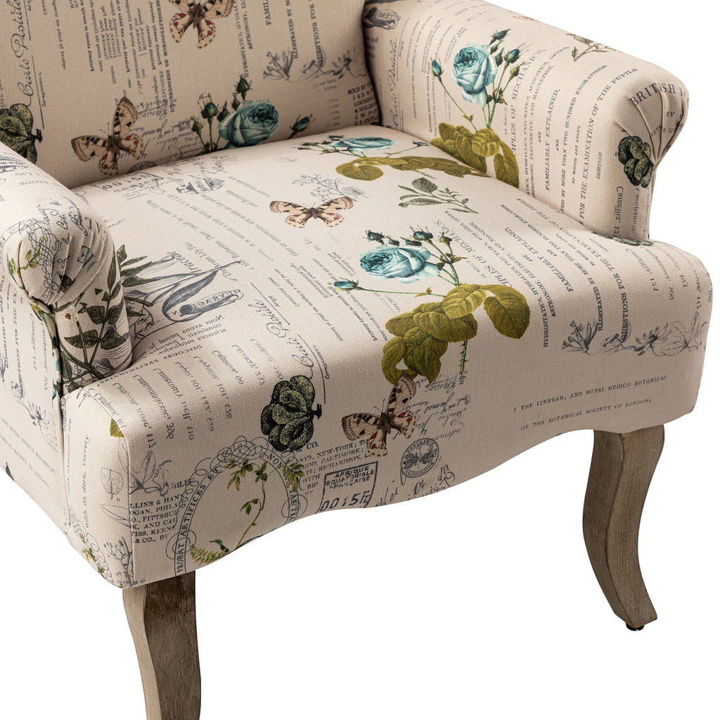 Upholstered Armchair Set of 2 with Pattern & Wooden Legs K7572