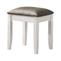 Upholstered Vanity Stool Metallic Glossy White Y140846