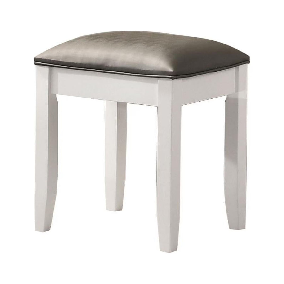 Upholstered Vanity Stool Metallic Glossy White Y140846