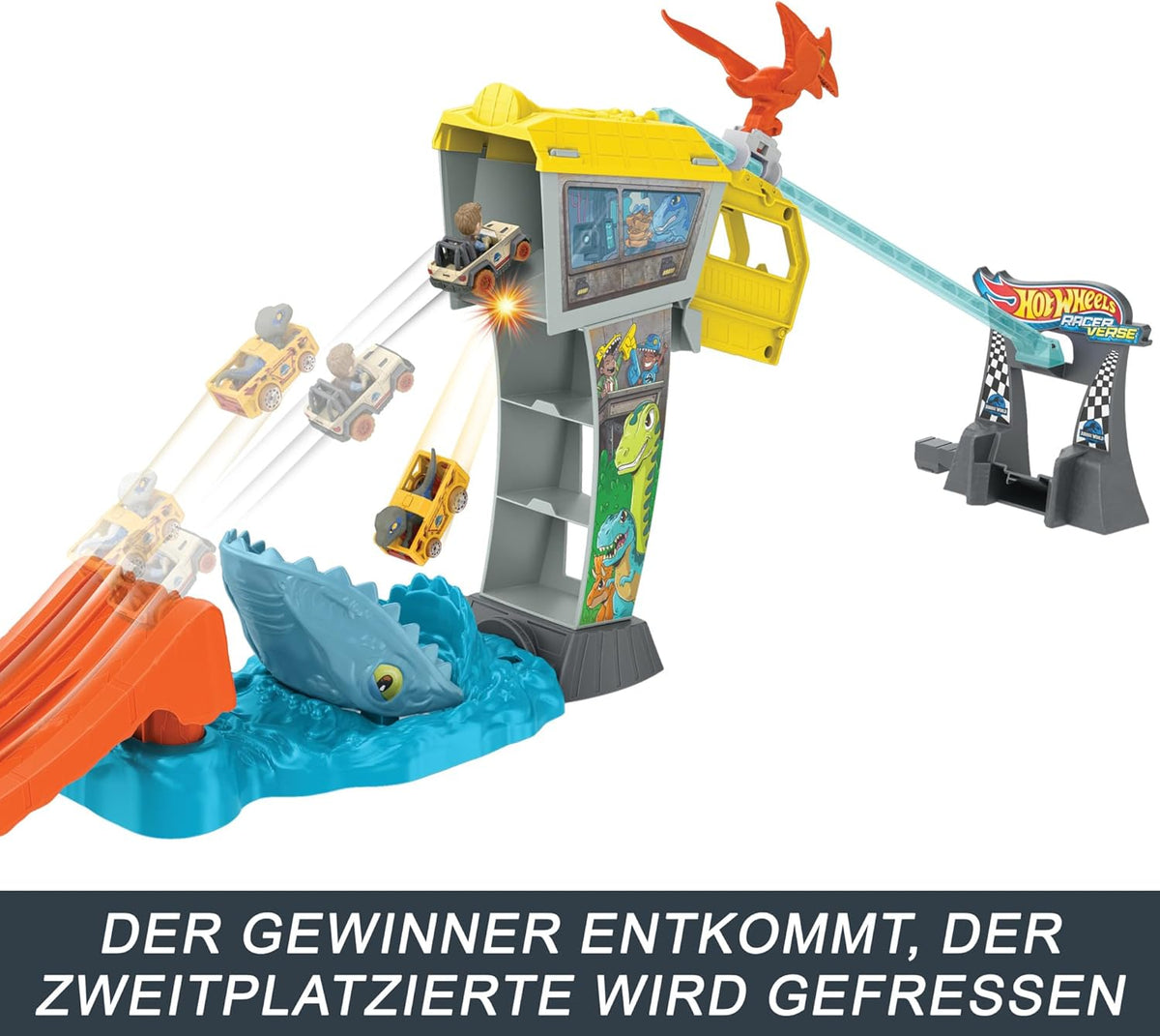 RacerVerse Jurassic World Blue’s Raptor Rush Track Set with 2 Die-Cast Racers G292