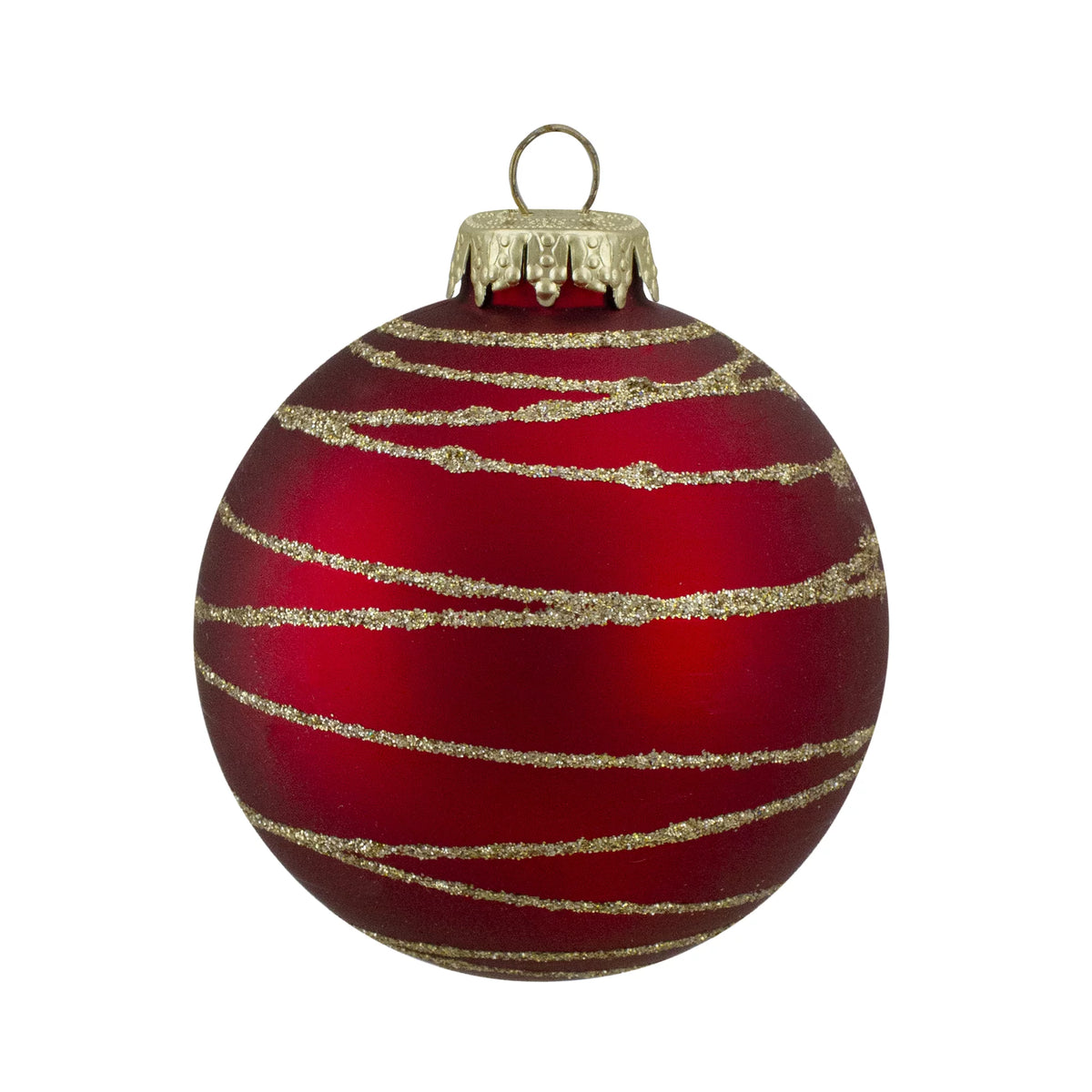 4ct Glass Red Green Matte Christmas Ball Ornaments 3.25-Inch E2229