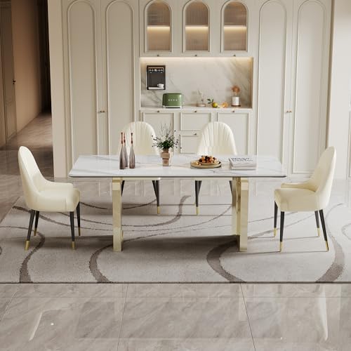 63 inch Clear Rectangular Glass Dining Table with Gold Metal Legs R21487