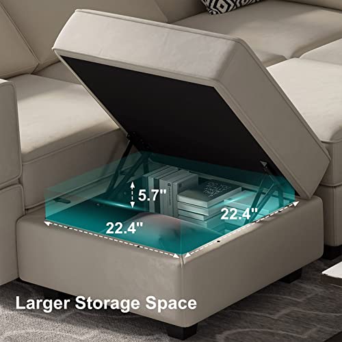 Modular Velvet Sectional Sofa with Chaise Lounge Storage Chaise Bed Couch Grey Q331