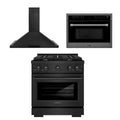 30 In. Gas Range, Microwave Oven, Range Hood in Black Stainless Steel F190