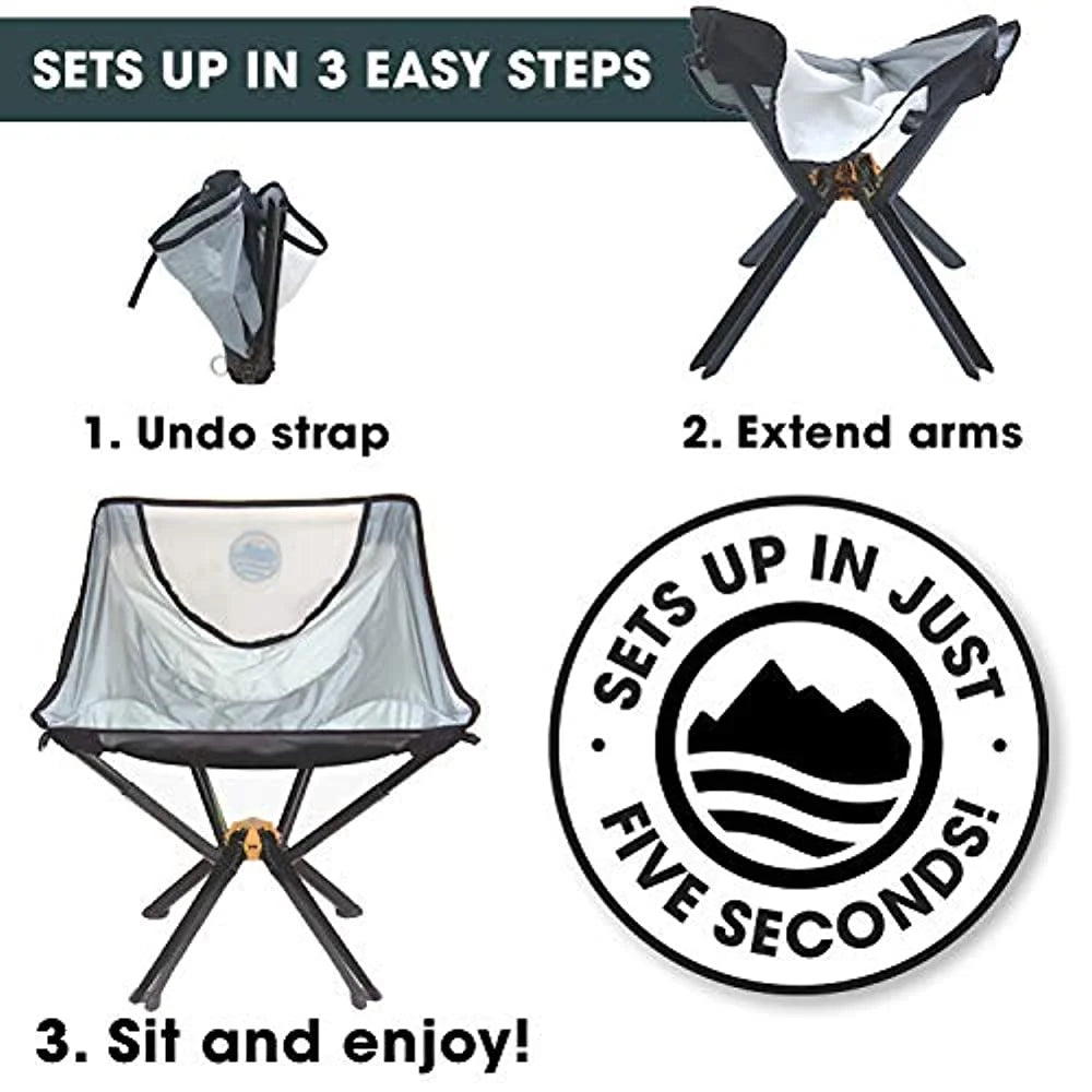 Portable Collapsible Camping Chair Supports 300 Lbs V4986