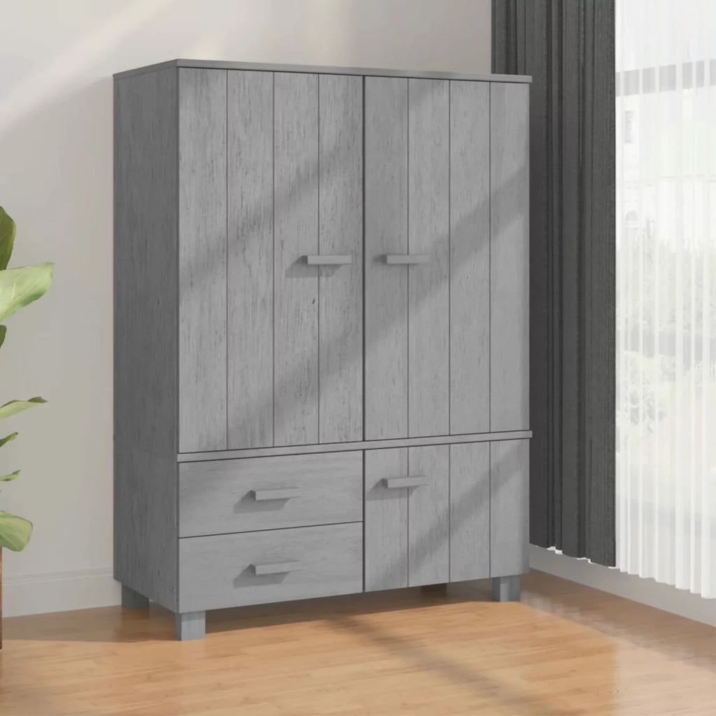 Dark Gray Solid Wood Pine Wardrobe A140174