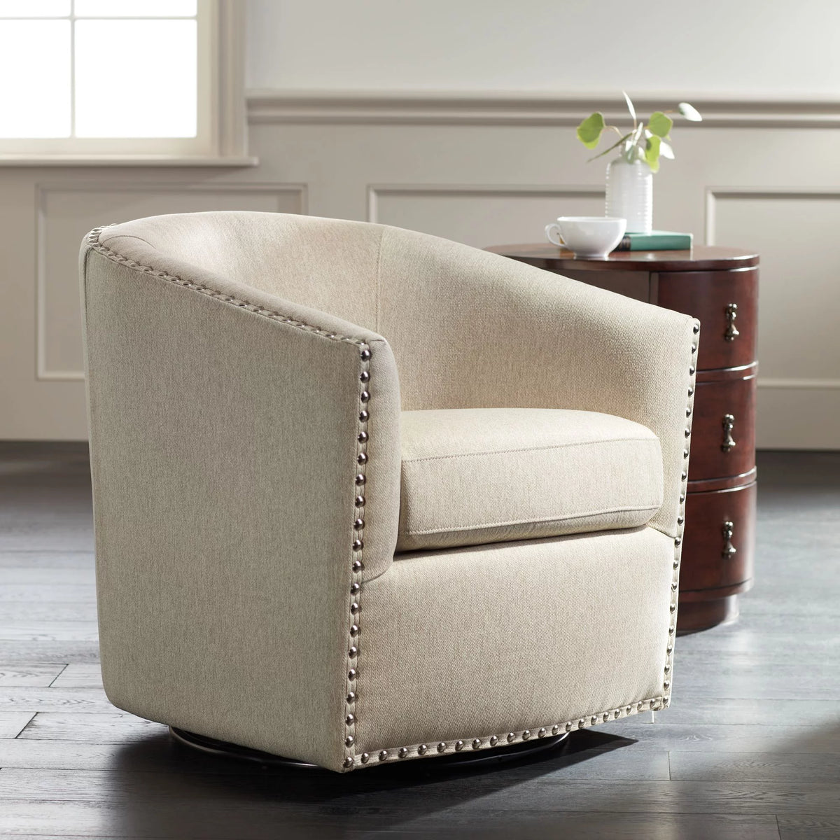 Oatmeal Swivel Accent Chair C6117