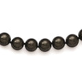 925 Sterling Silver Rhodium-plated 10-11 mm Black Imitation Shell Pearl Hand-knotted Necklace 18" E168427