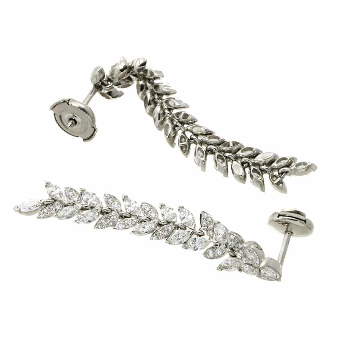 Victoria Vine Drop Diamond Earrings Platinum Pierced V644578