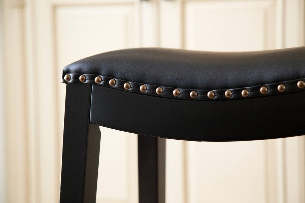 Bonded Leather Saddle Bar Stool U8654