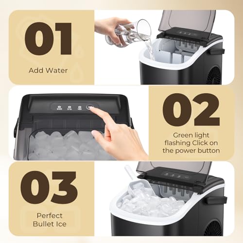 Portable Countertop Ice Maker with Carry Handle, Black, Green G347