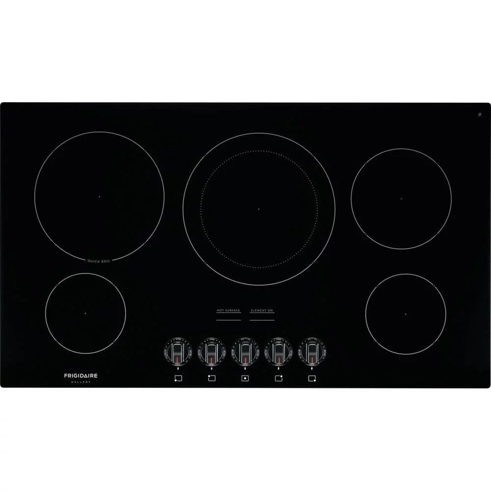 36 Electric Cooktop with 5 Elements Ceramic Glass in Black S661