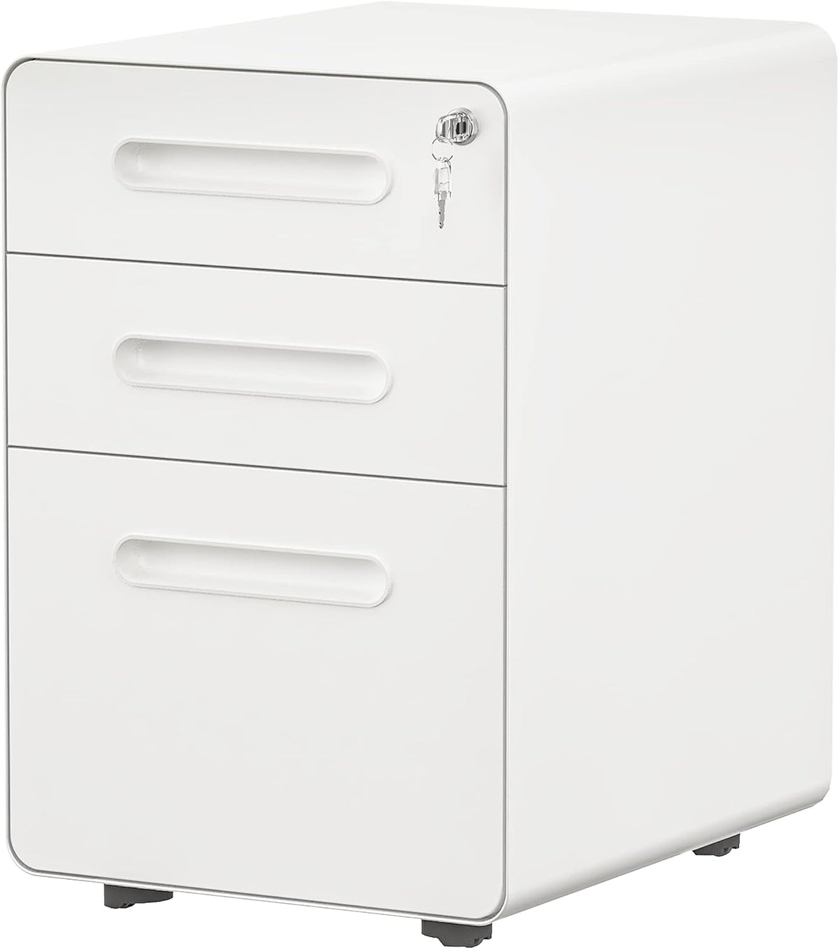 Black 3-Drawer Metal Rolling File Cabinet with Lock S7649