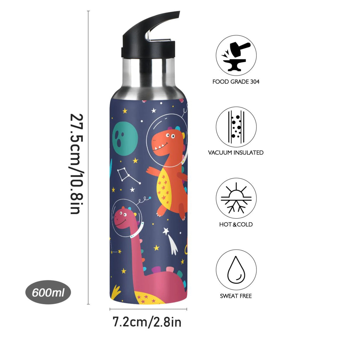 Stainless Steel Insulated Water Bottle with Straw Lid H6944